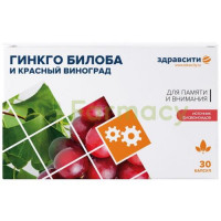 Здравсити комплекс гинкго билоба + красный виноград капсулы 300мг №30